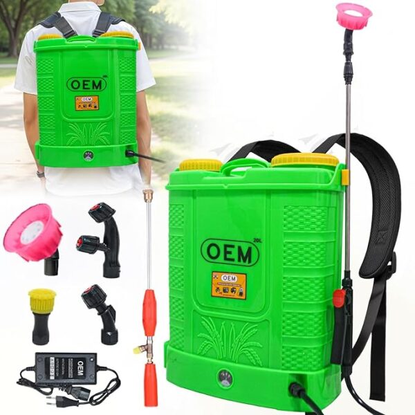 OEM Double Motor Battery Operated Yuva Series Sprayer 20L | Big 12V14A Battery | Free Spray Gun & 4 Nozzles | High Pressure Long Backup Knapsack Agriculture Sprayer,Multicolor
